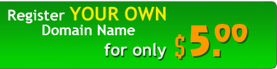 DOMAIN REGISTRATION PRICE: $5.00/year!
